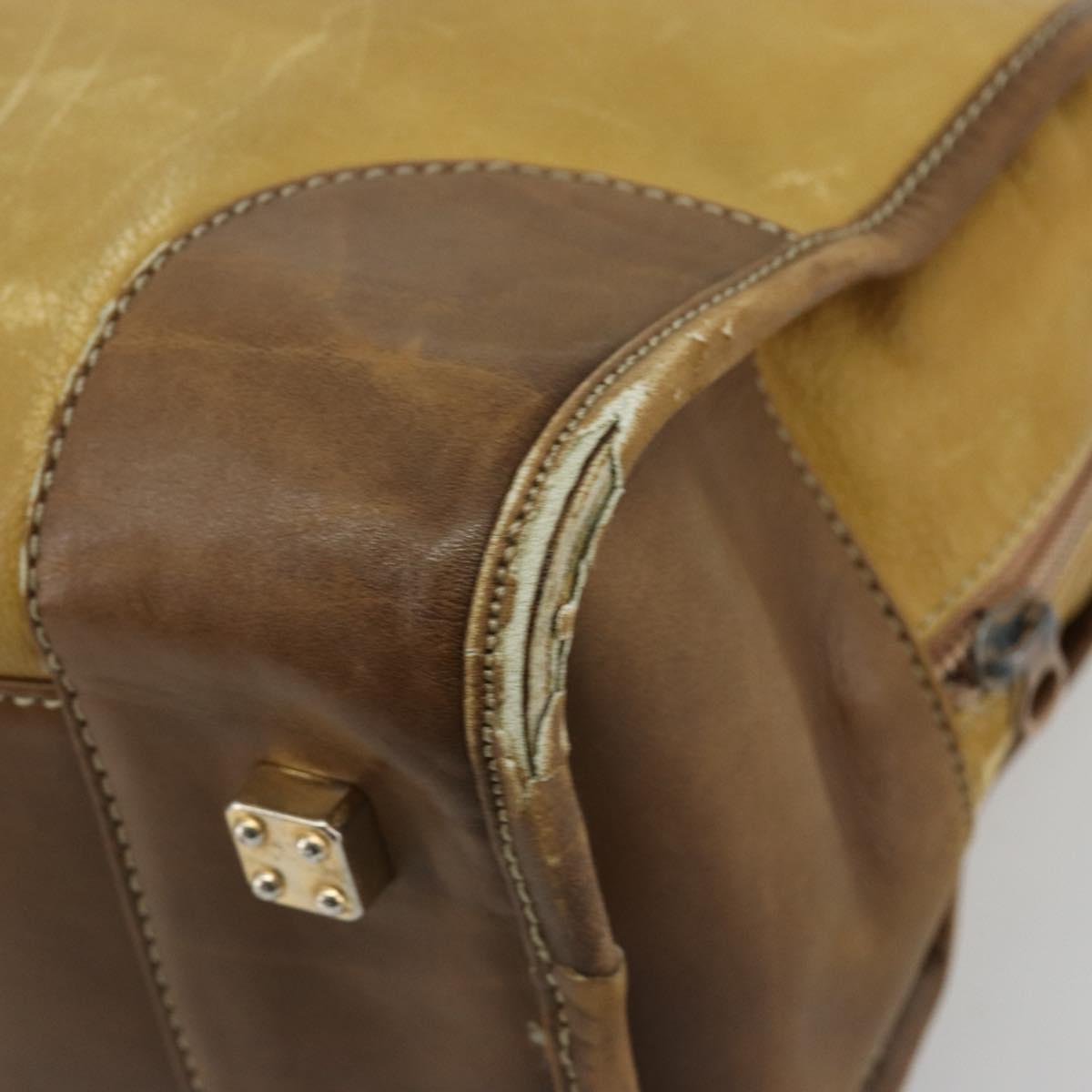 LOEWE Anagram Amazonas Hand Bag Leather Beige Gold Auth 185279
