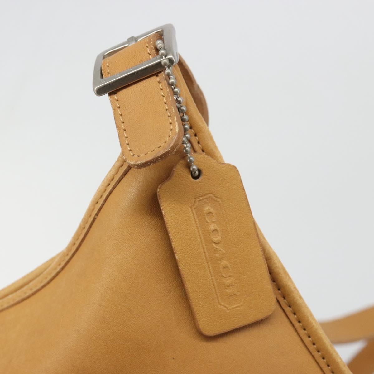 Coach Shoulder Bag Leather Brown Silver Auth 185288