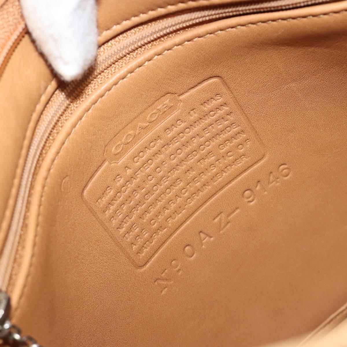 Coach Shoulder Bag Leather Brown Silver Auth 185288