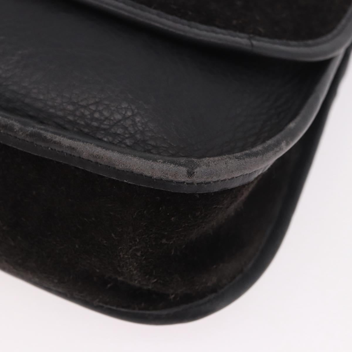 Coach Shoulder Bag Suede Black Gold Auth 185289