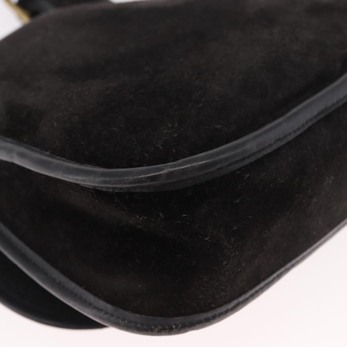 Coach Shoulder Bag Suede Black Gold Auth 185289