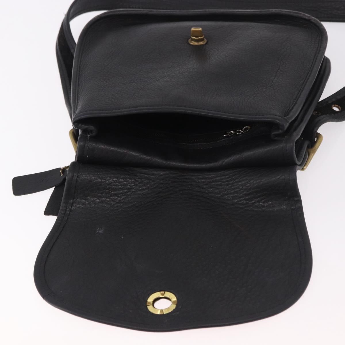 Coach Shoulder Bag Suede Black Gold Auth 185289