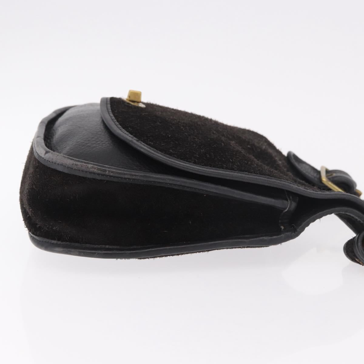 Coach Shoulder Bag Suede Black Gold Auth 185289
