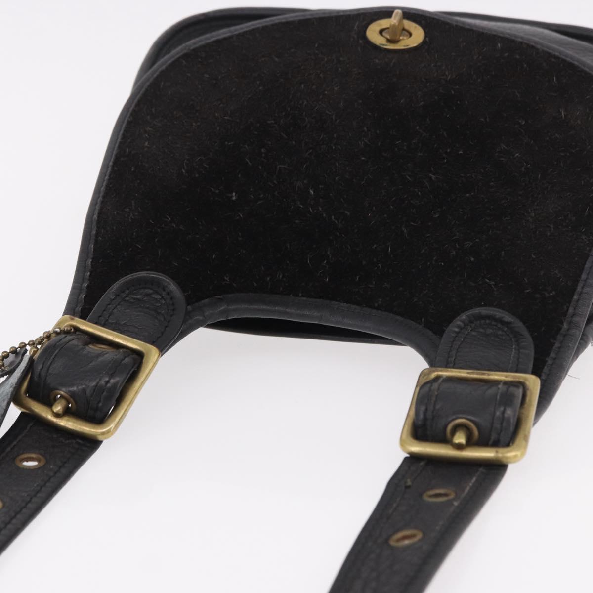 Coach Shoulder Bag Suede Black Gold Auth 185289