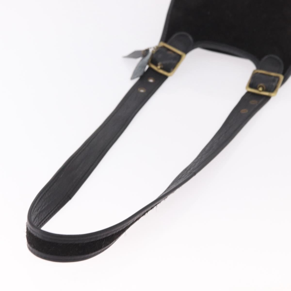 Coach Shoulder Bag Suede Black Gold Auth 185289