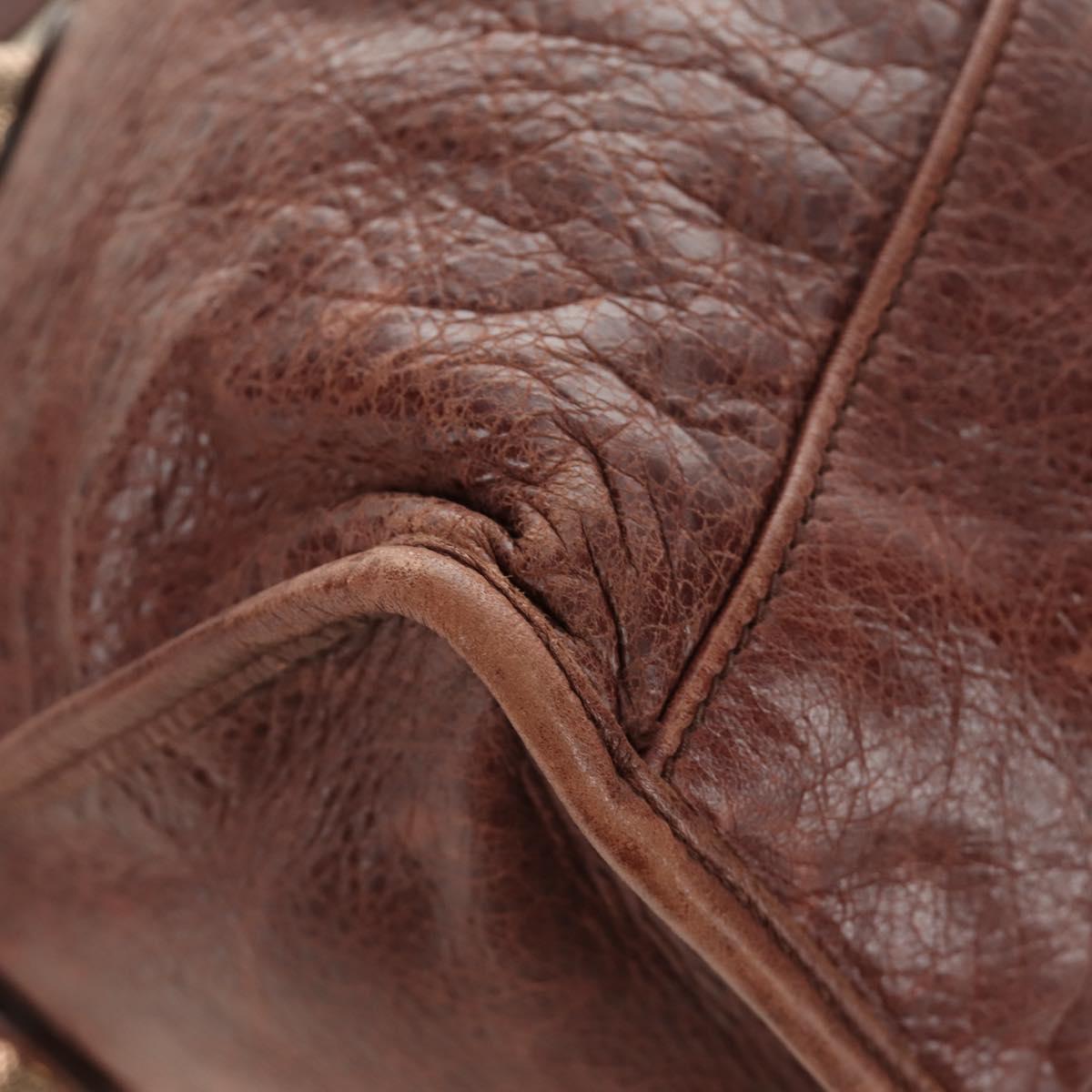 BALENCIAGA The Giant Part-Time Bag Leather 2way Brown Gold 173082 Auth 185300SM