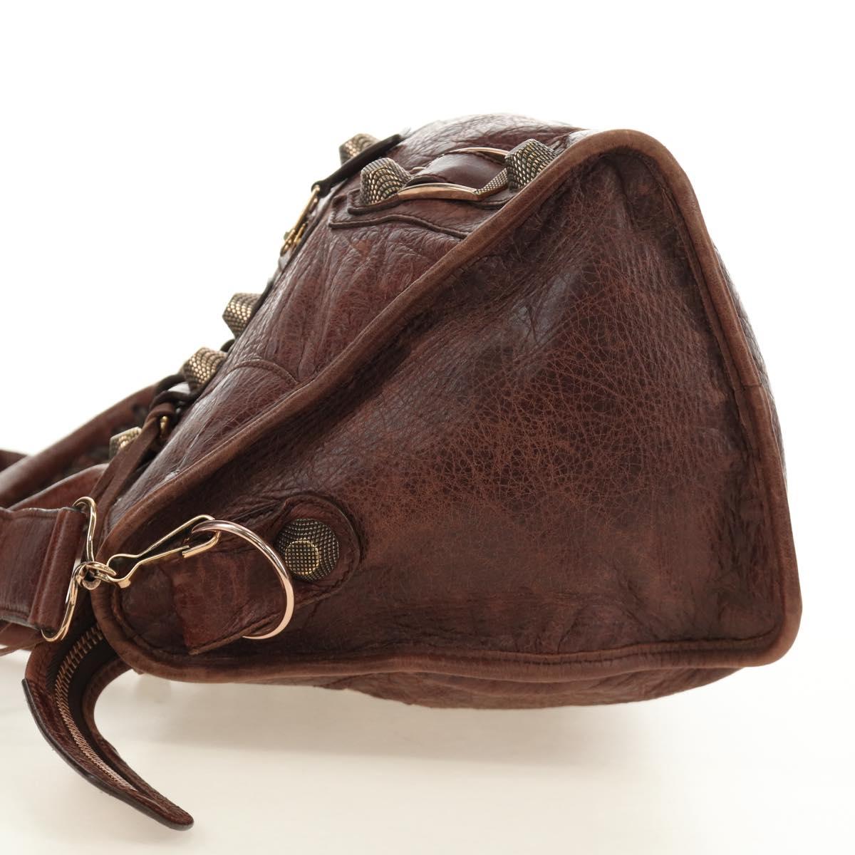 BALENCIAGA The Giant Part-Time Bag Leather 2way Brown Gold 173082 Auth 185300SM