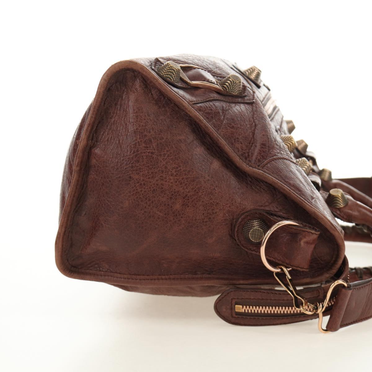 BALENCIAGA The Giant Part-Time Bag Leather 2way Brown Gold 173082 Auth 185300SM