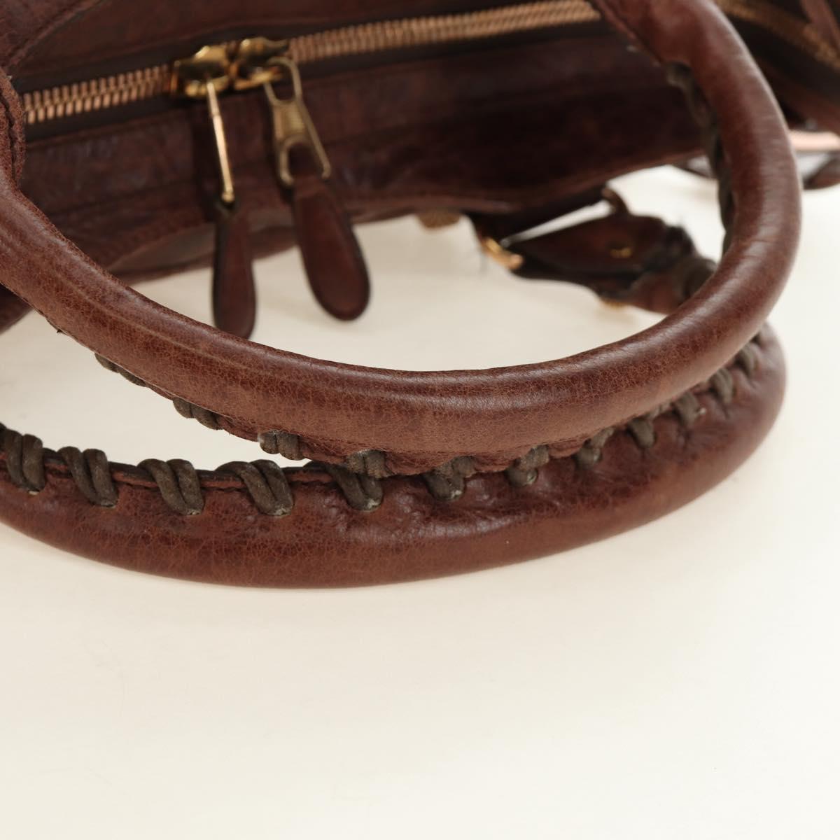 BALENCIAGA The Giant Part-Time Bag Leather 2way Brown Gold 173082 Auth 185300SM