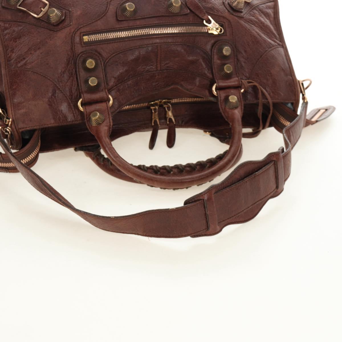 BALENCIAGA The Giant Part-Time Bag Leather 2way Brown Gold 173082 Auth 185300SM