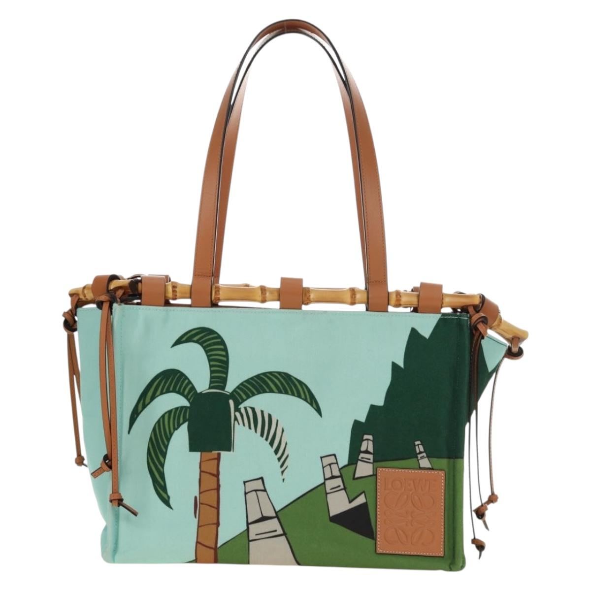LOEWE Cushion Tote Bag Canvas Light Blue Auth 185304SM