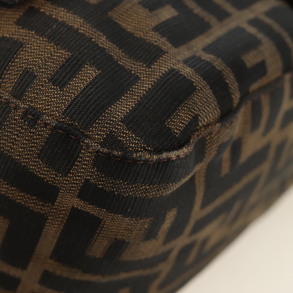 FENDI Zucca Canvas Mamma Baguette Shoulder Bag Black Brown Auth 185309M
