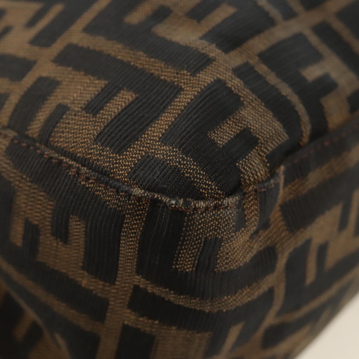FENDI Zucca Canvas Mamma Baguette Shoulder Bag Black Brown Auth 185309M