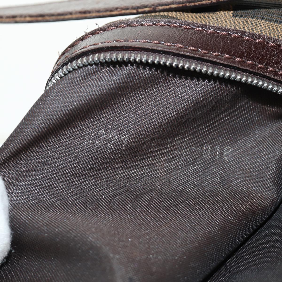FENDI Zucca Canvas Mamma Baguette Shoulder Bag Black Brown Auth 185309M