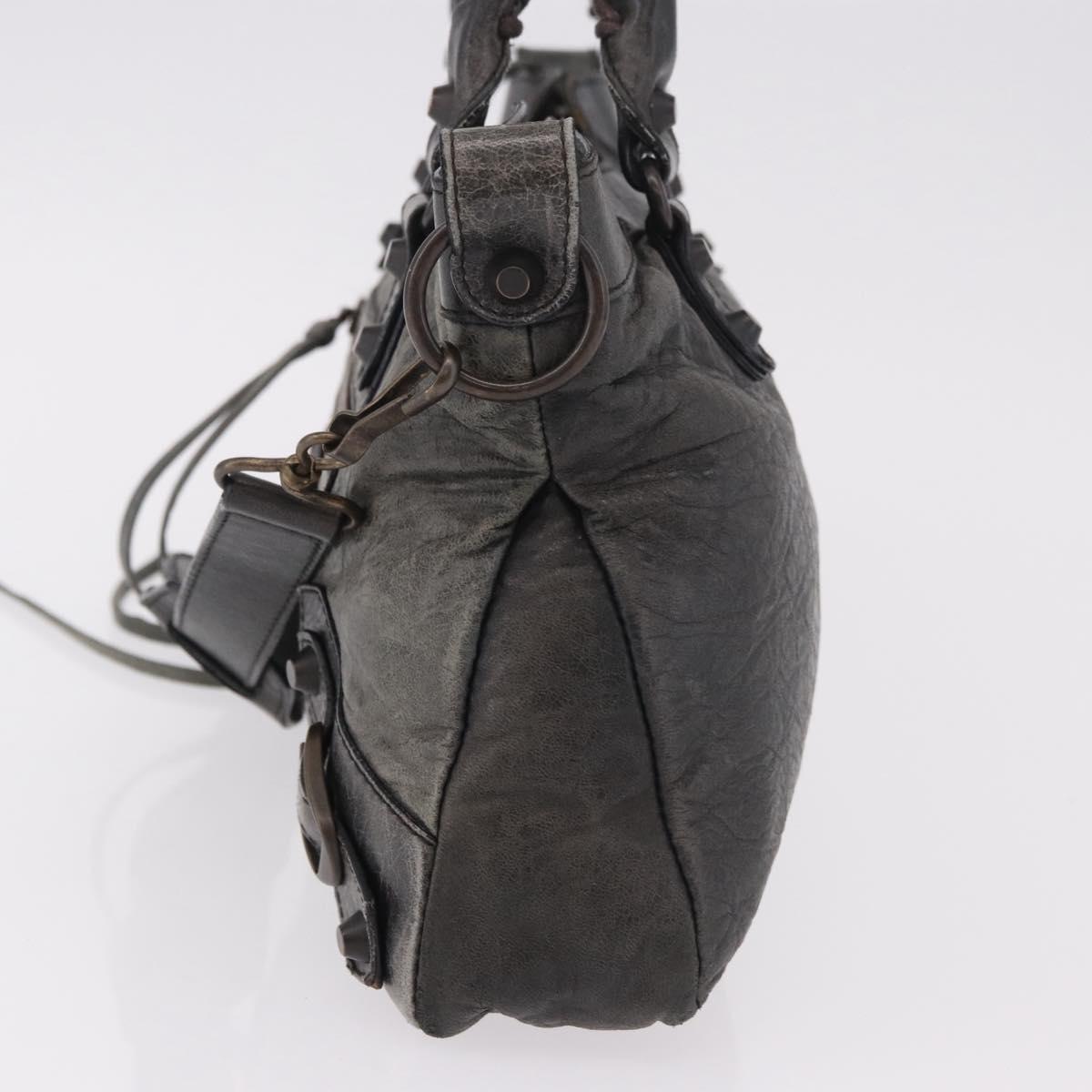 BALENCIAGA The First Hand Bag Leather 2way Gray 103208 Auth 185310A