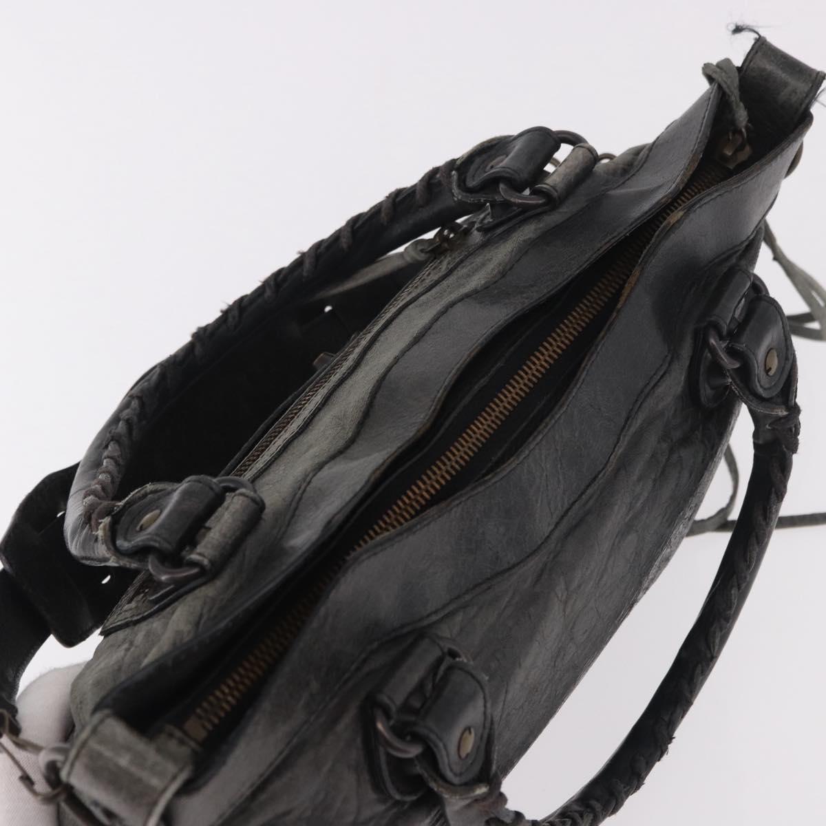 BALENCIAGA The First Hand Bag Leather 2way Gray 103208 Auth 185310A