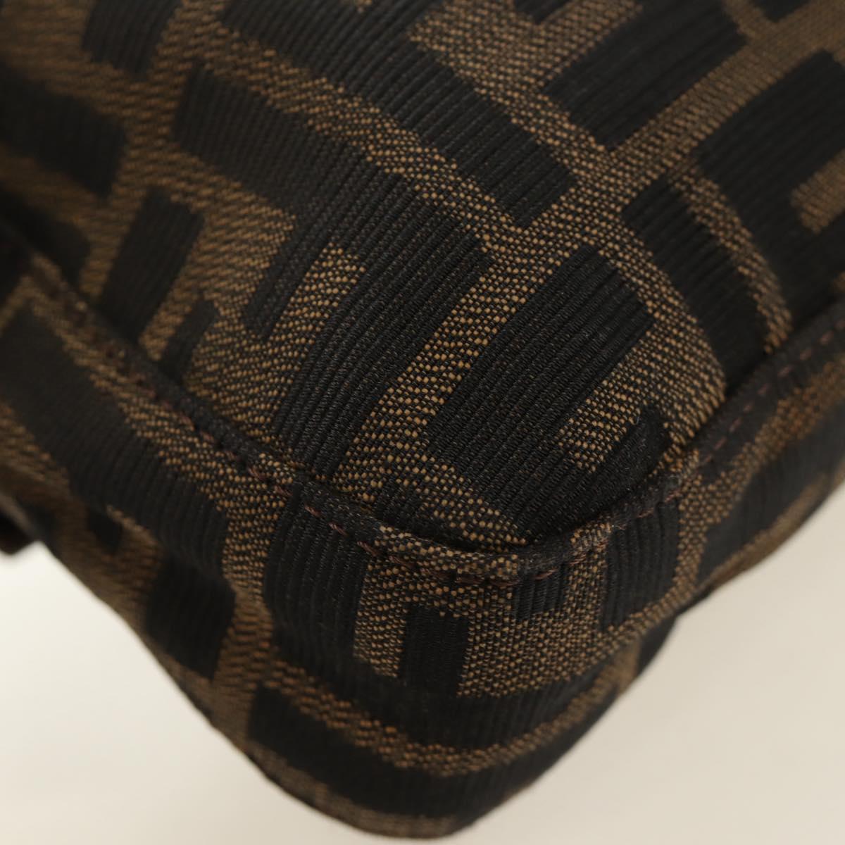 FENDI Zucca Canvas Mamma Baguette Shoulder Bag Black Brown Auth 185313M