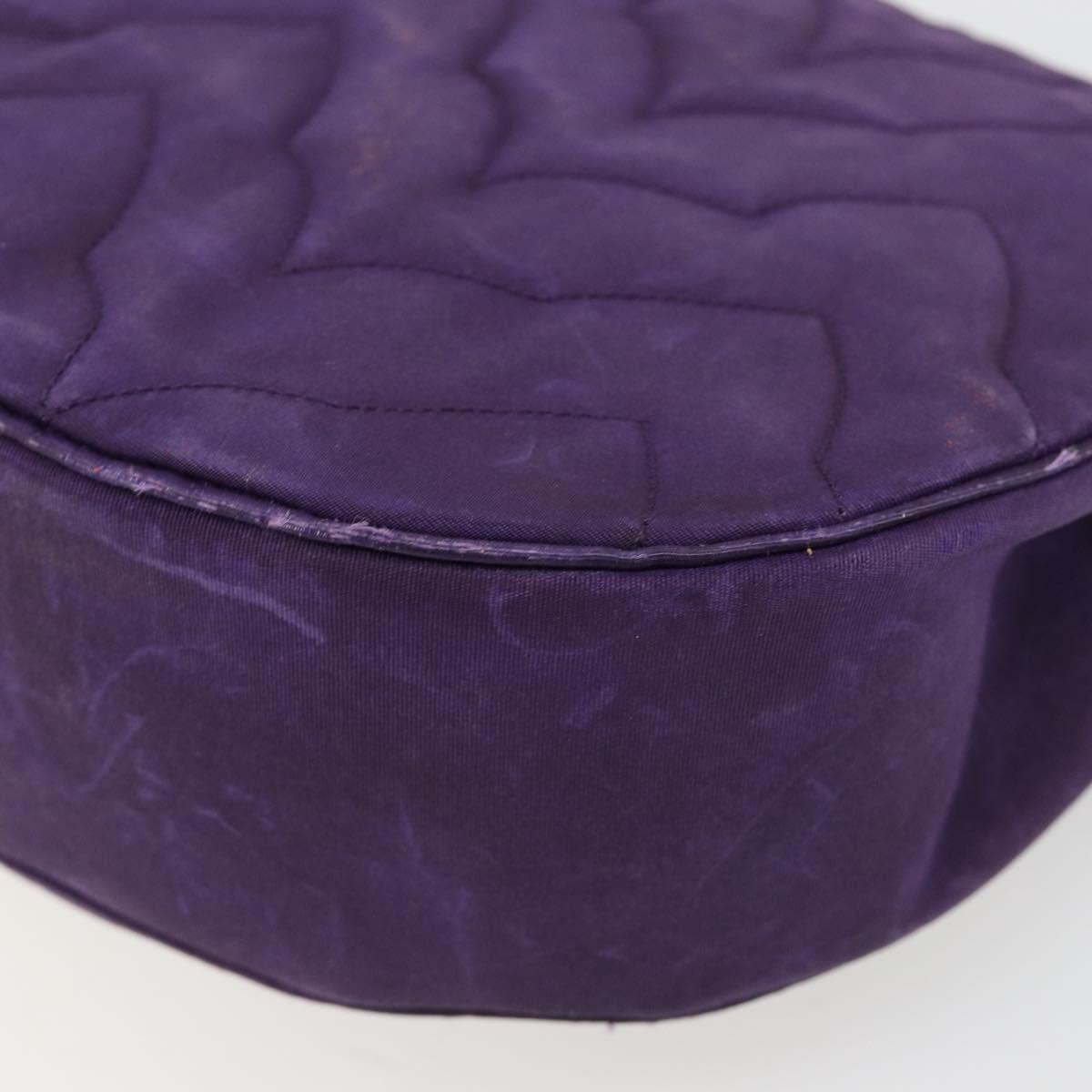 CHANEL Chain Shoulder Bag Satin Purple Gold CC Auth 185314