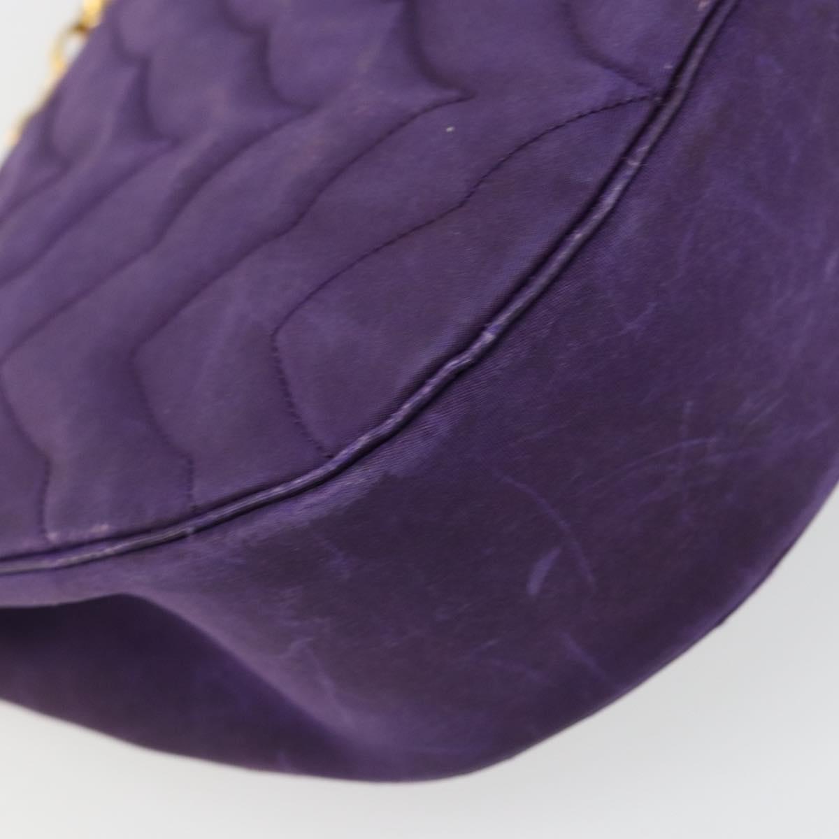 CHANEL Chain Shoulder Bag Satin Purple Gold CC Auth 185314