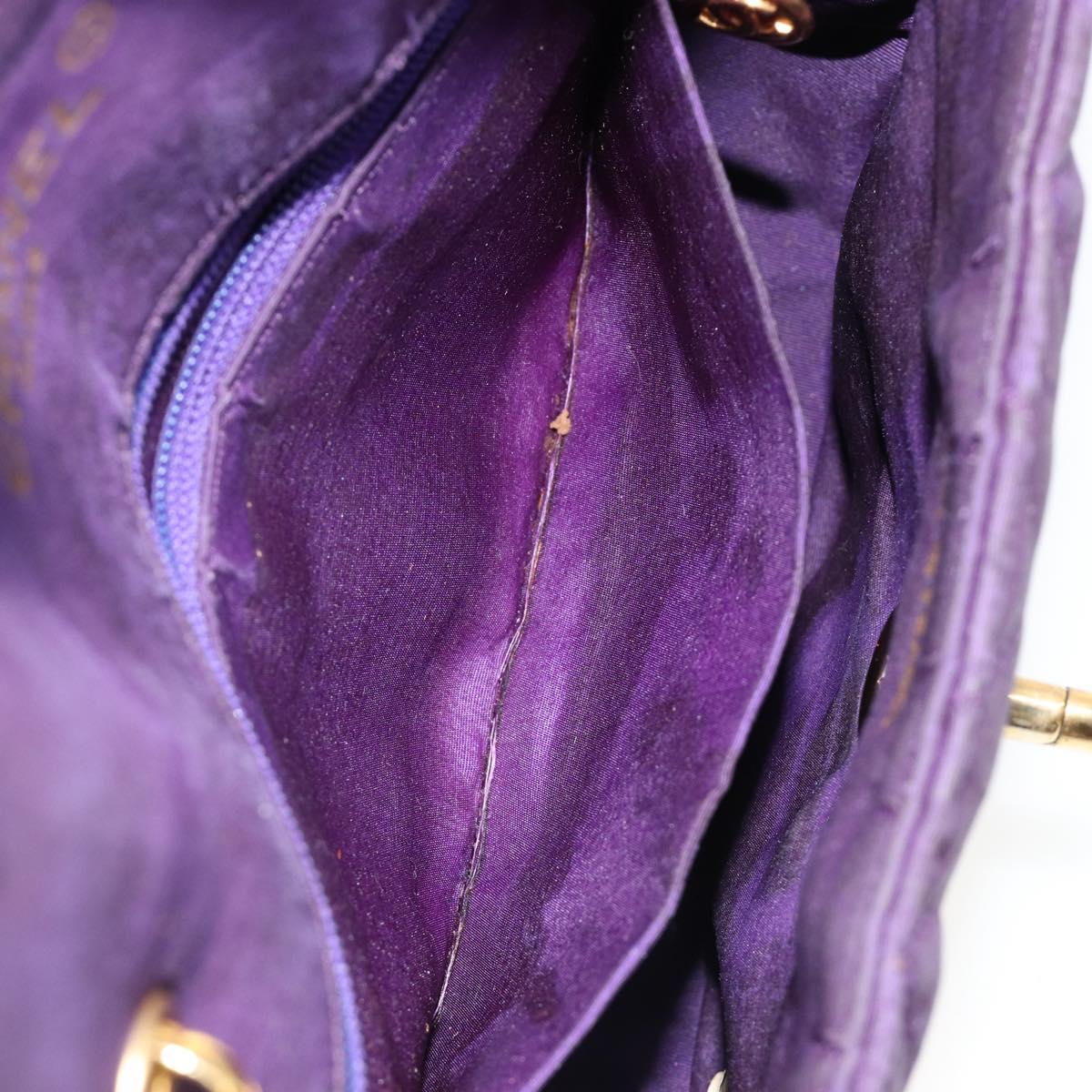 CHANEL Chain Shoulder Bag Satin Purple Gold CC Auth 185314