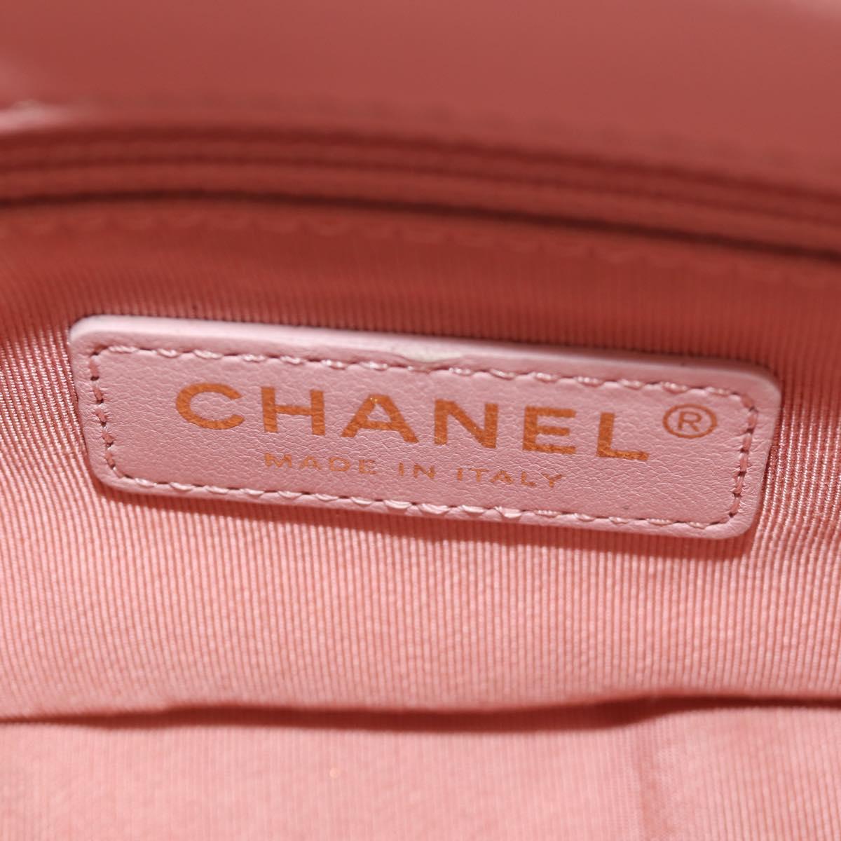 CHANEL Chain Shoulder Bag Tweed 2way Pink Gold CC Auth 185316M