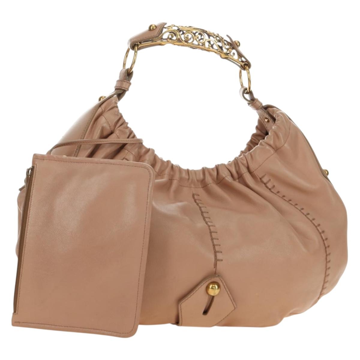 SAINT LAURENT Mombasa Shoulder Bag Leather Pink Gold Auth 185320SM