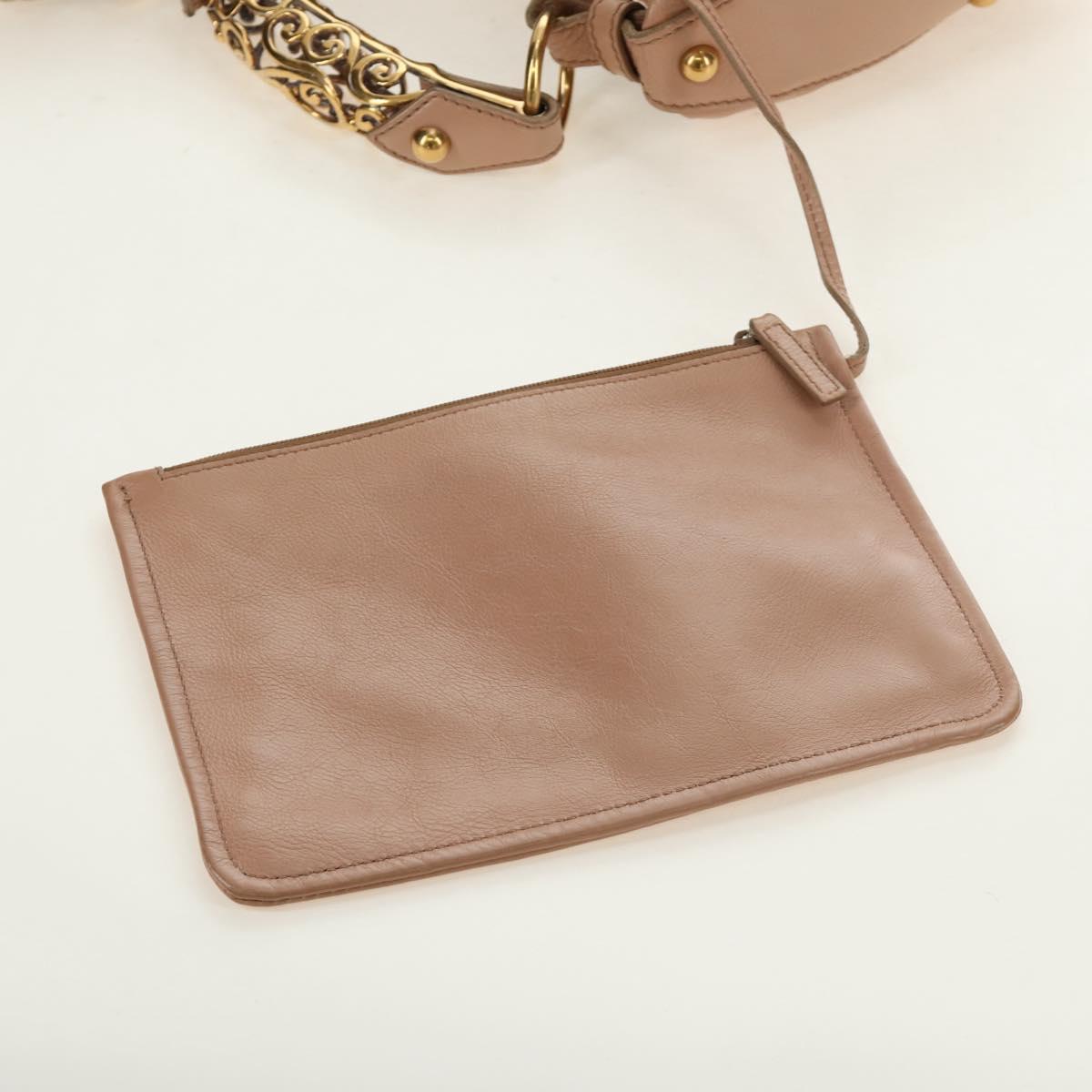 SAINT LAURENT Mombasa Shoulder Bag Leather Pink Gold Auth 185320SM