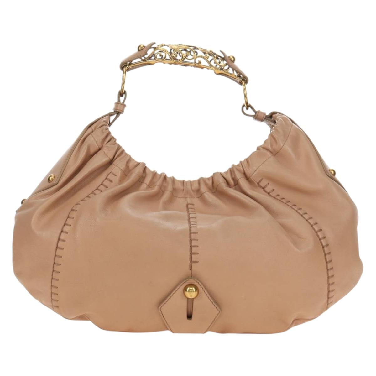 SAINT LAURENT Mombasa Shoulder Bag Leather Pink Gold Auth 185320SM