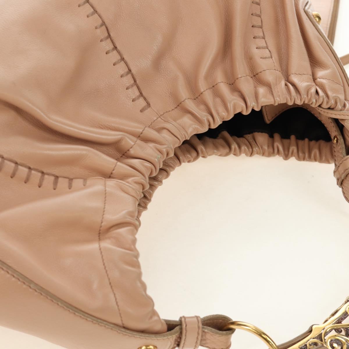 SAINT LAURENT Mombasa Shoulder Bag Leather Pink Gold Auth 185320SM