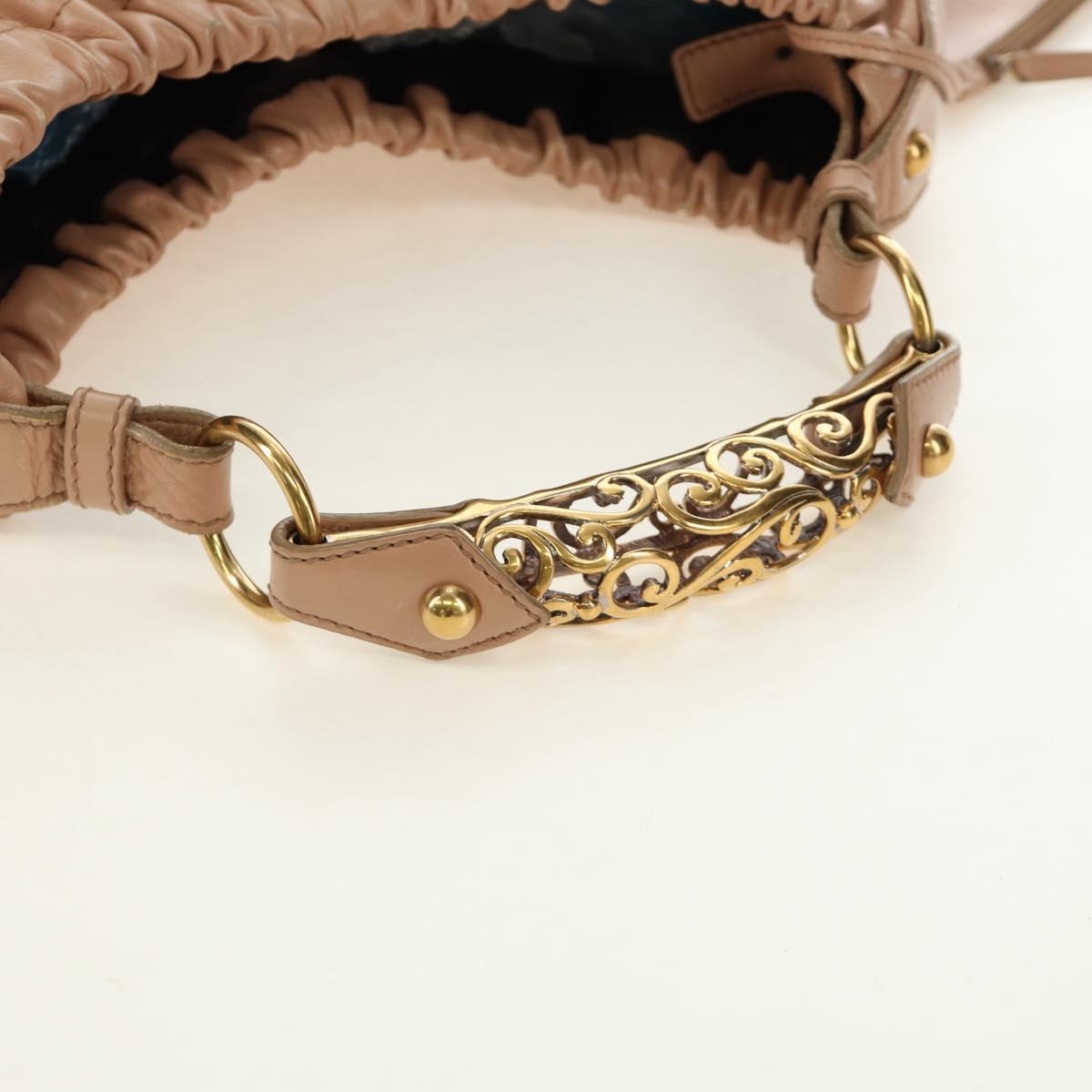 SAINT LAURENT Mombasa Shoulder Bag Leather Pink Gold Auth 185320SM