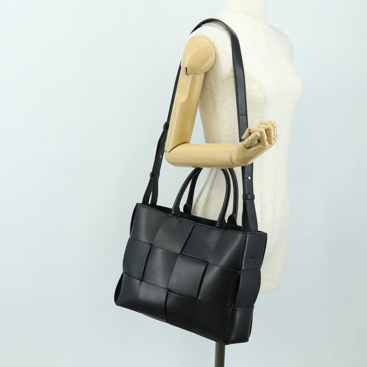 BOTTEGA VENETA MAXI INTRECCIATO Zaalco Bag Leather 2way Black Auth 185322SM