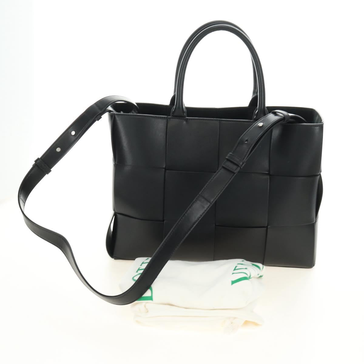 BOTTEGA VENETA MAXI INTRECCIATO Zaalco Bag Leather 2way Black Auth 185322SM