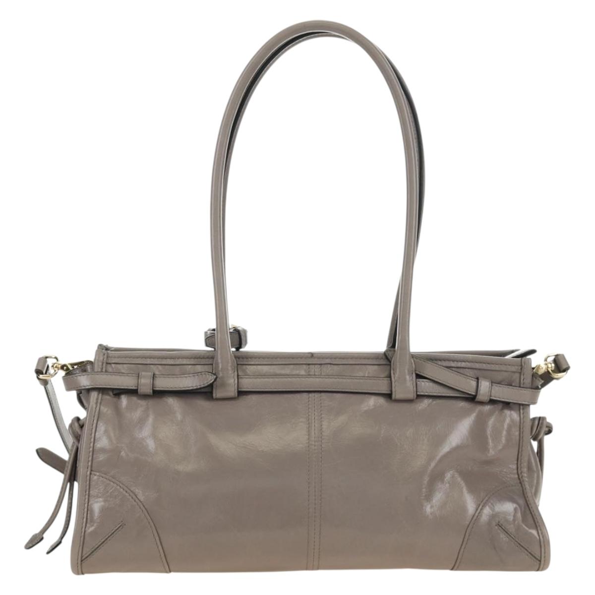 PRADA Bonnie Medium Shoulder Bag Leather 2way Gold Purple gray Auth 185323SM
