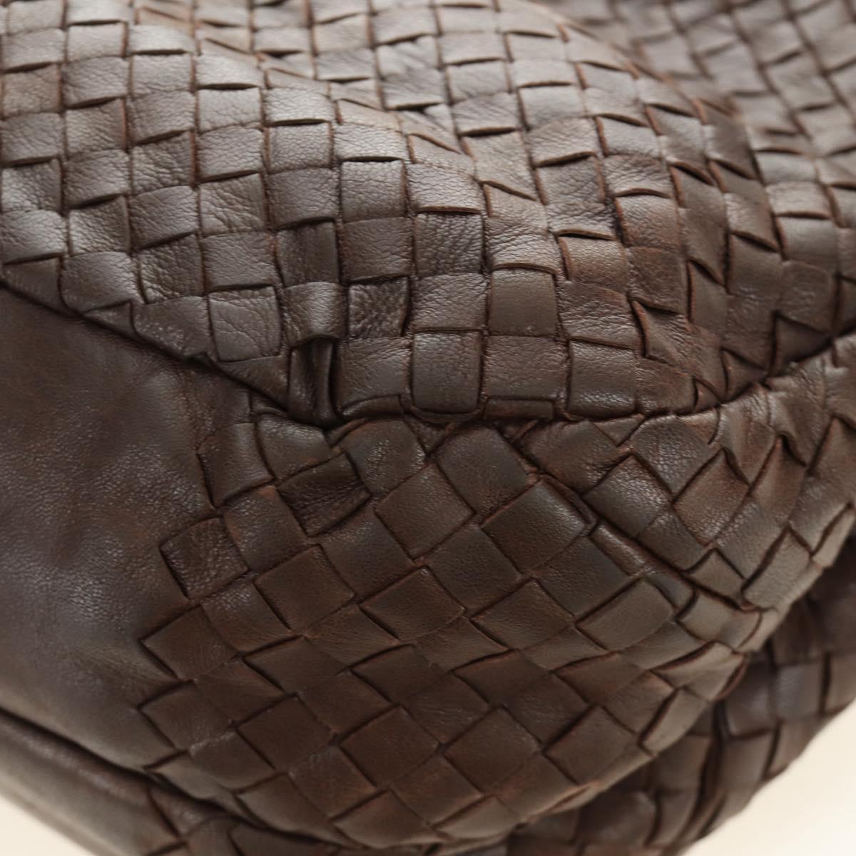 BOTTEGA VENETA INTRECCIATO Campana Shoulder Bag Leather Brown Auth 185326M
