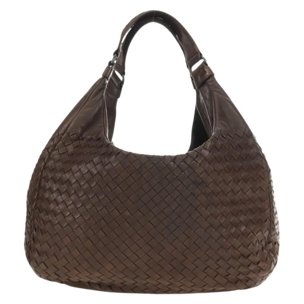 BOTTEGA VENETA INTRECCIATO Campana Shoulder Bag Leather Brown Auth 185326M