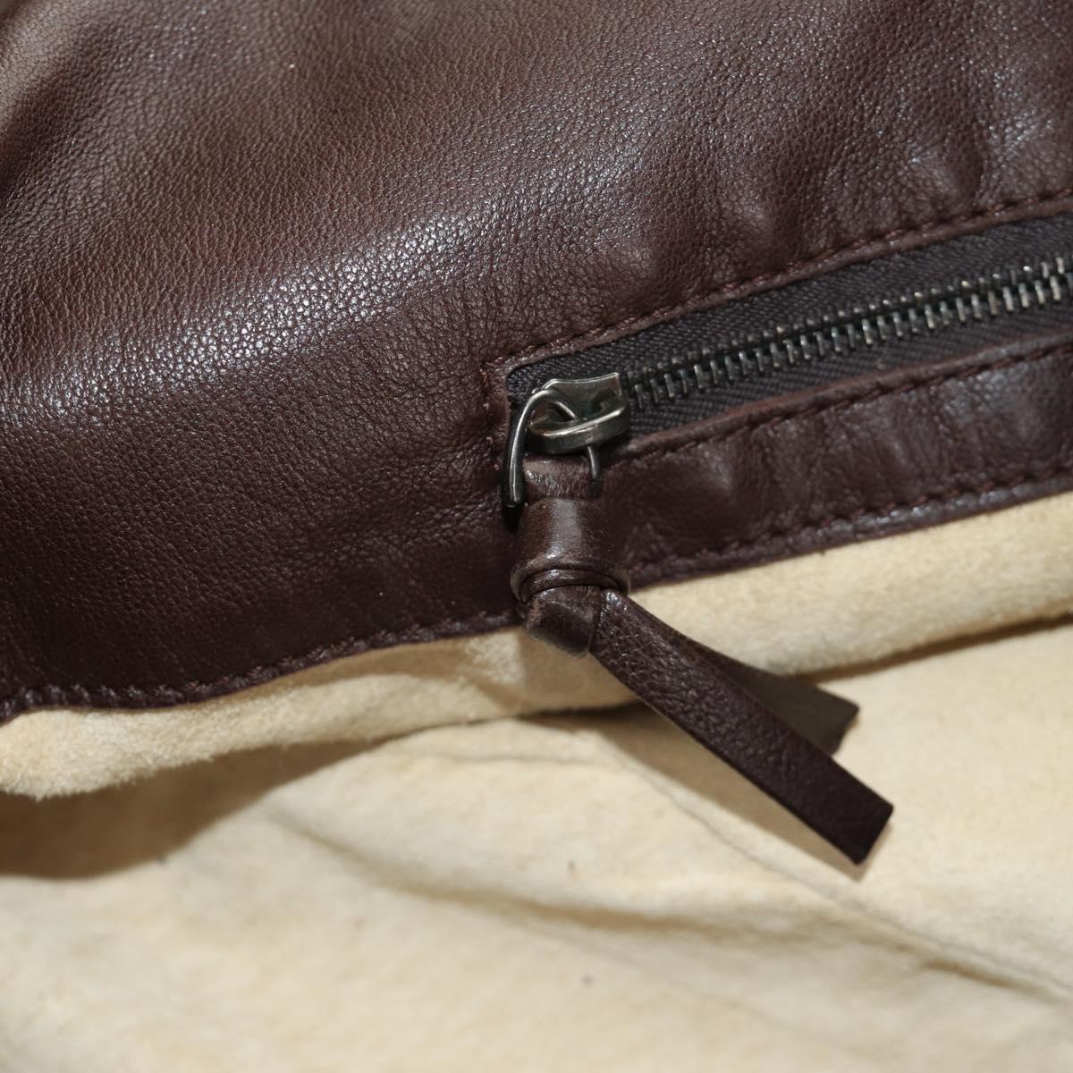 BOTTEGA VENETA INTRECCIATO Campana Shoulder Bag Leather Brown Auth 185326M