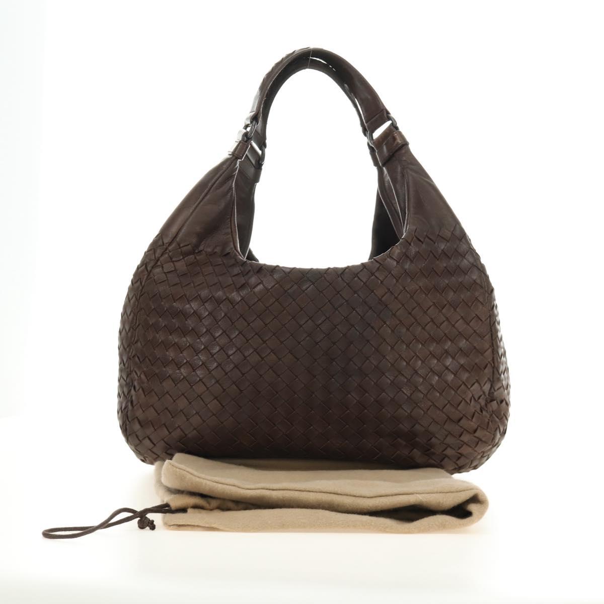 BOTTEGA VENETA INTRECCIATO Campana Shoulder Bag Leather Brown Auth 185326M