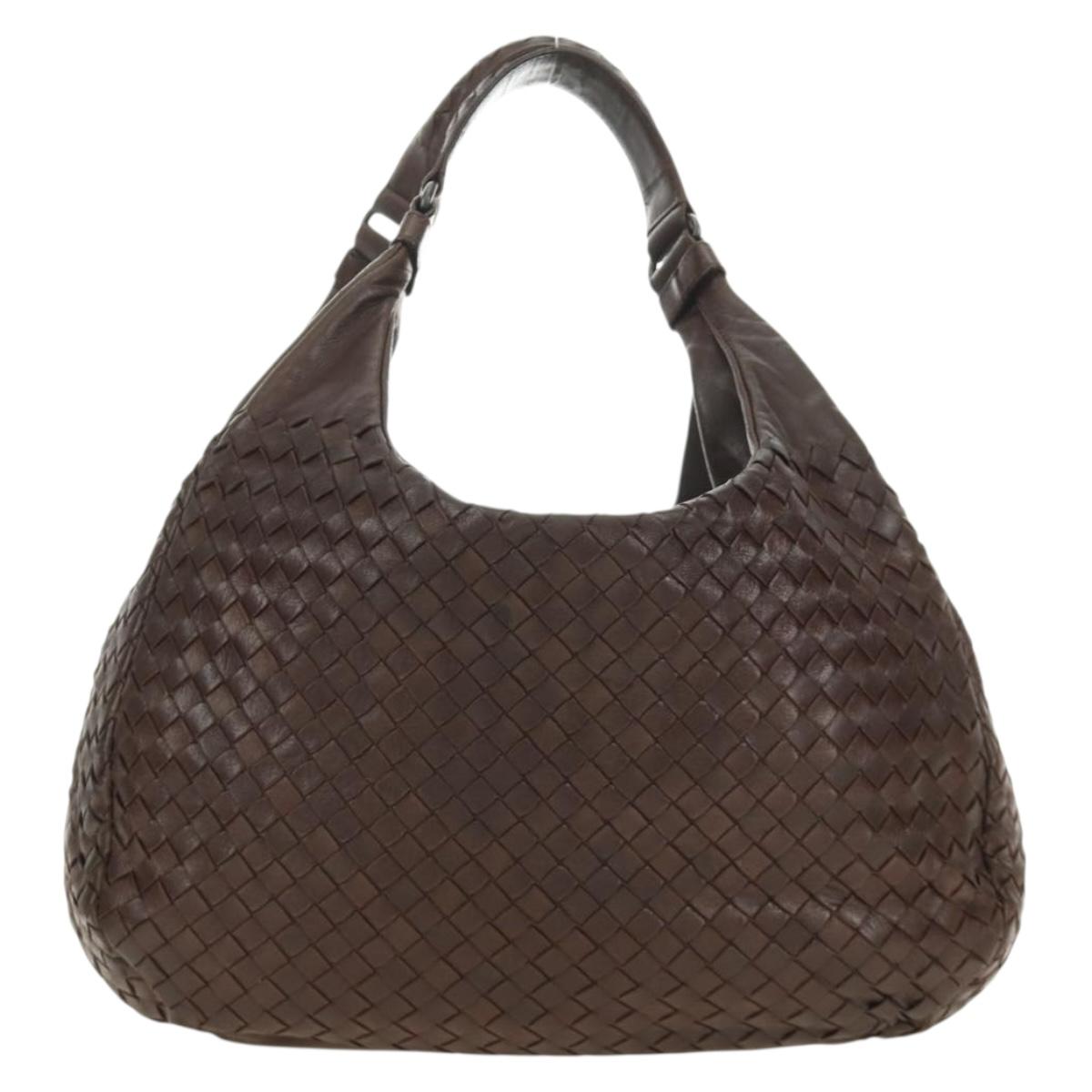 BOTTEGA VENETA INTRECCIATO Campana Shoulder Bag Leather Brown Auth 185326M