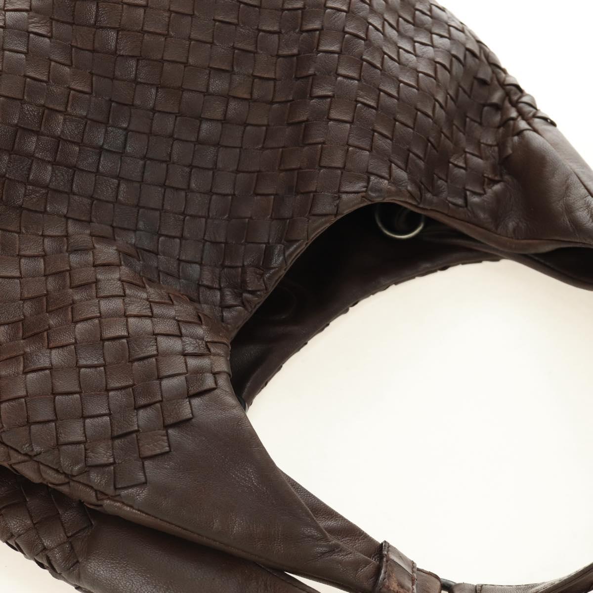 BOTTEGA VENETA INTRECCIATO Campana Shoulder Bag Leather Brown Auth 185326M