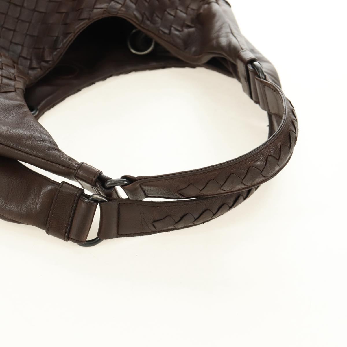 BOTTEGA VENETA INTRECCIATO Campana Shoulder Bag Leather Brown Auth 185326M