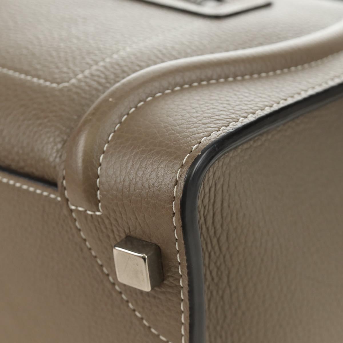 CELINE Luggage Micro Shopper Hand Bag Leather Gray Silver Auth 185329M