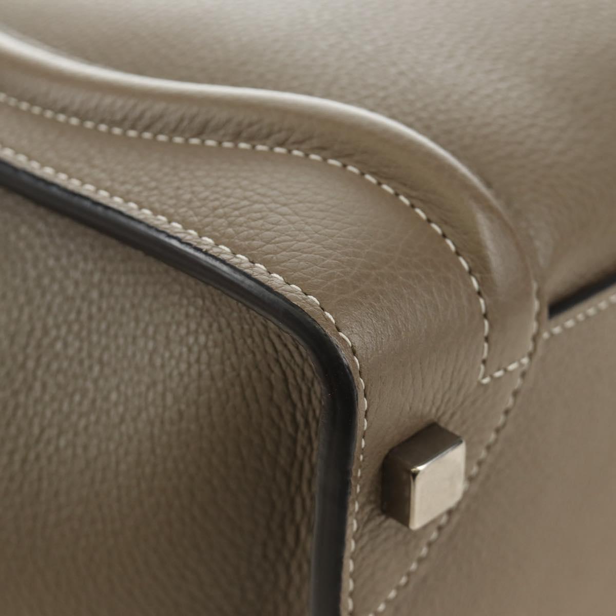 CELINE Luggage Micro Shopper Hand Bag Leather Gray Silver Auth 185329M