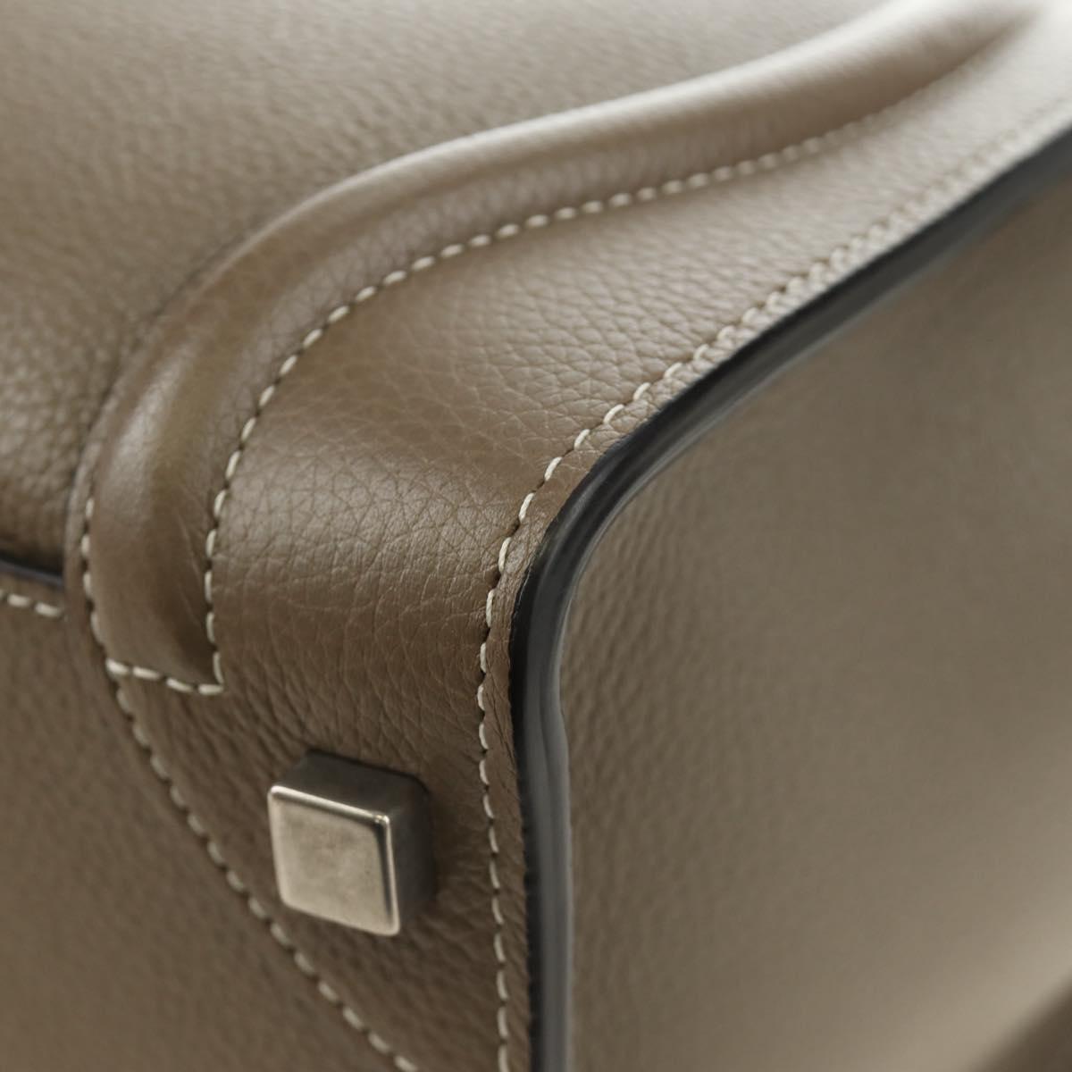 CELINE Luggage Micro Shopper Hand Bag Leather Gray Silver Auth 185329M