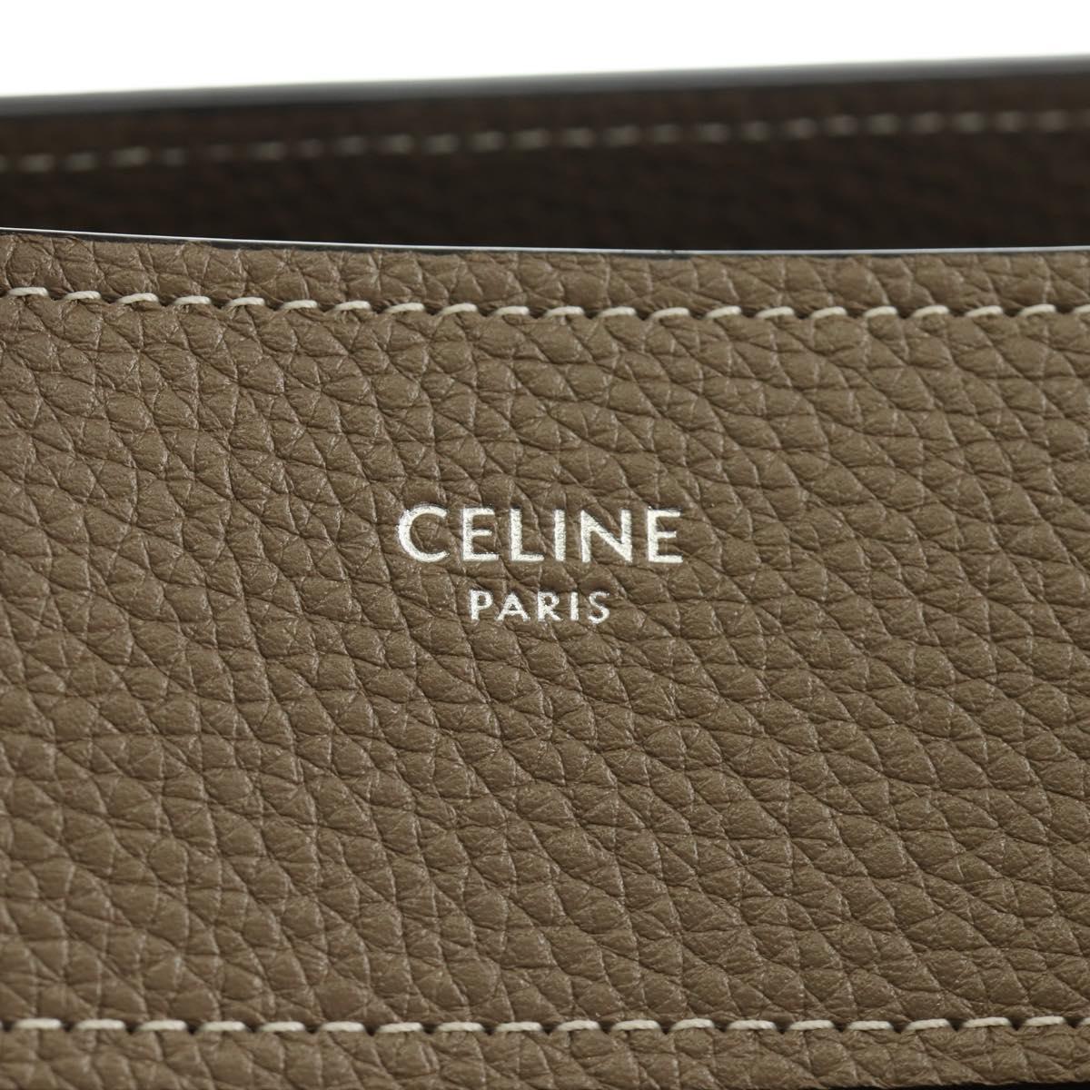 CELINE Luggage Micro Shopper Hand Bag Leather Gray Silver Auth 185329M