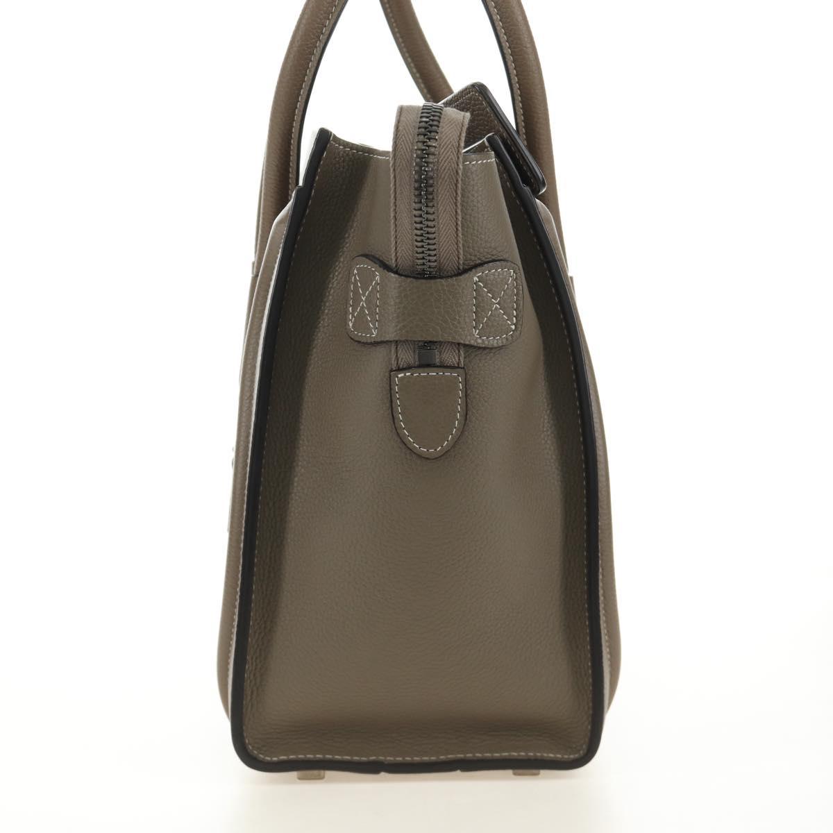 CELINE Luggage Micro Shopper Hand Bag Leather Gray Silver Auth 185329M