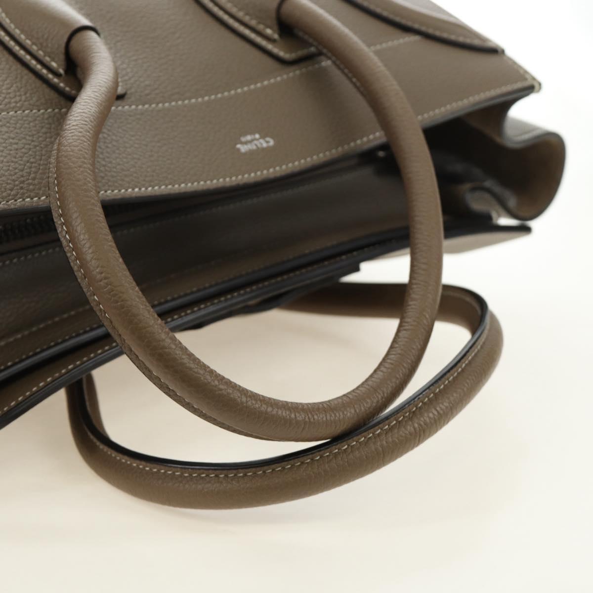 CELINE Luggage Micro Shopper Hand Bag Leather Gray Silver Auth 185329M