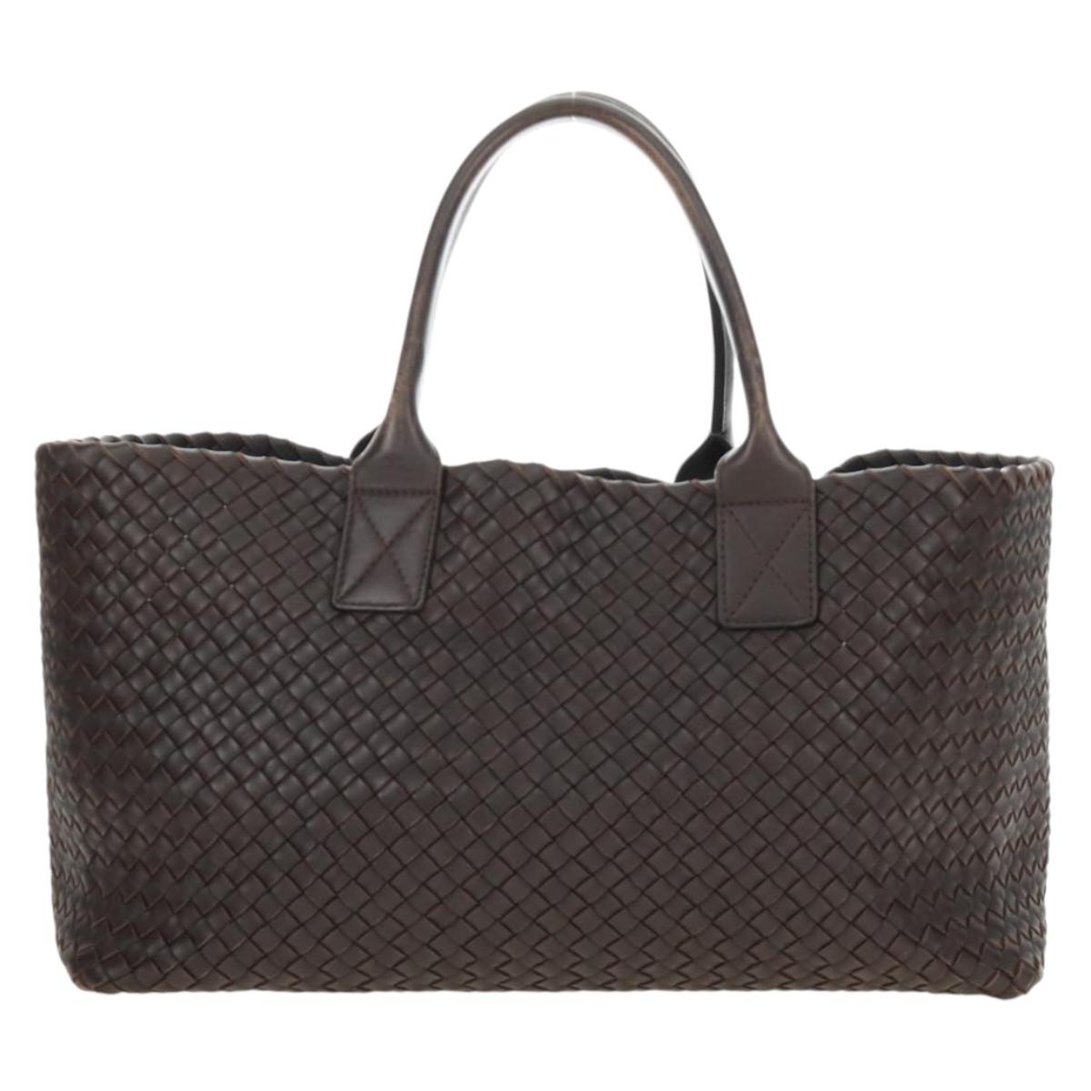 BOTTEGA VENETA INTRECCIATO Cabas MM Hand Bag Leather Brown Auth 185332SM