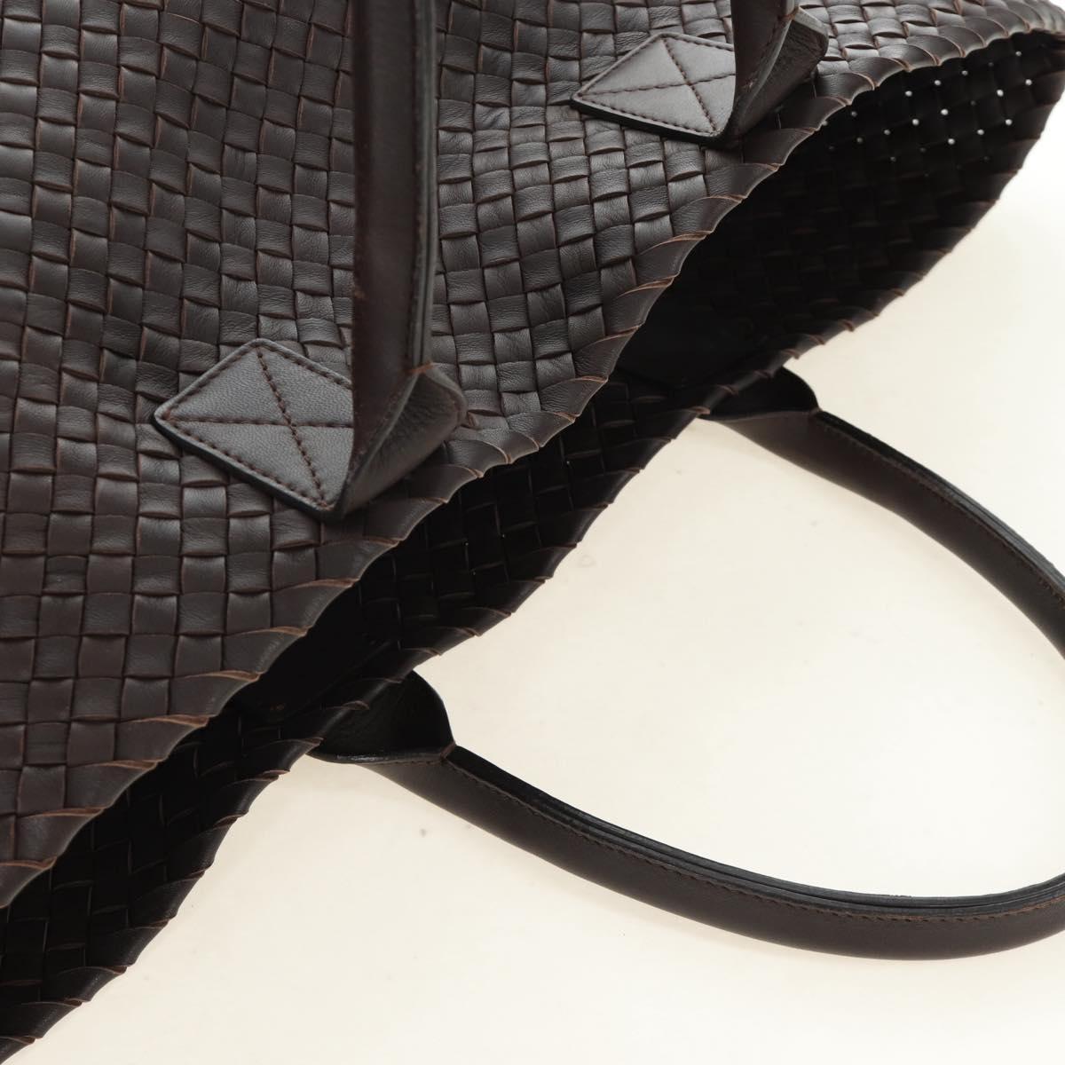BOTTEGA VENETA INTRECCIATO Cabas MM Hand Bag Leather Brown Auth 185332SM