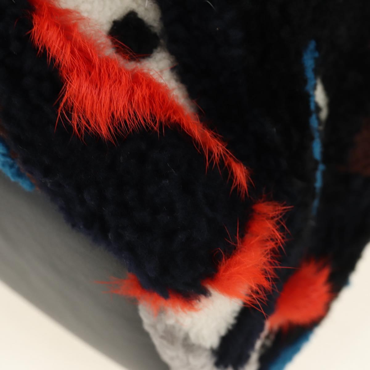 FENDI Bore Backpack Fur Multicolor Silver Auth 185333M