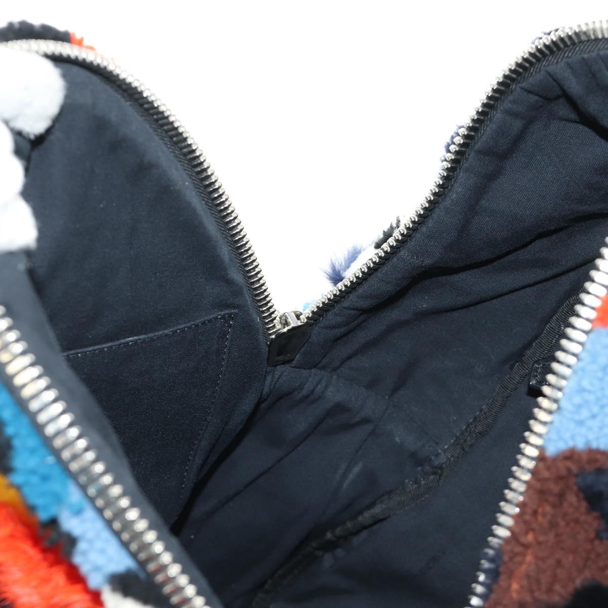 FENDI Bore Backpack Fur Multicolor Silver Auth 185333M